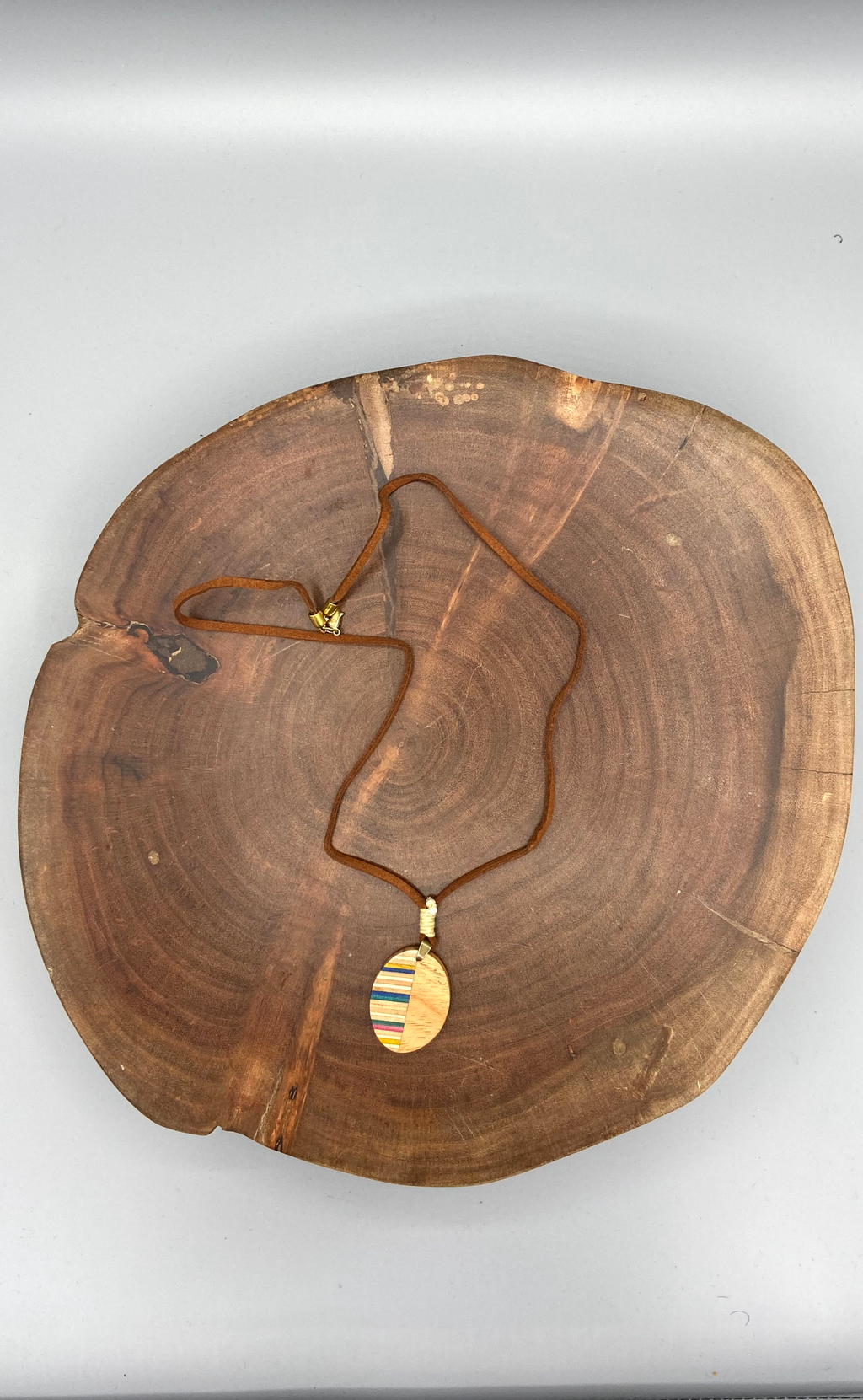 Oval wooden necklace