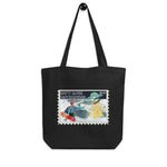 Black eco tote bag stamp graphic 